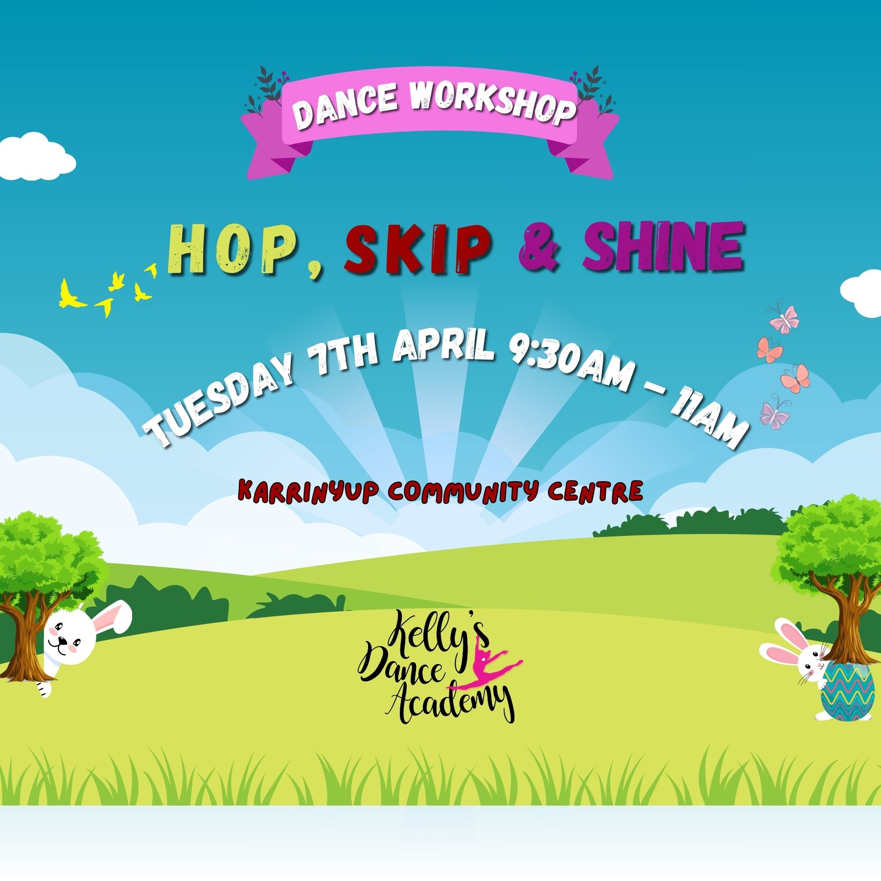 Blue and Yellow Illustrative Easter Egg Hunt Flyer (6 x 6 in)